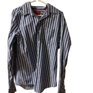 Abercrombie & Fitch Navy and White Striped Shirt